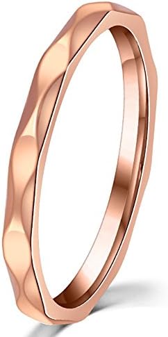 Fashion Month Womens 2mm Wave Prismatic Pattern Rose Gold Ring Engagement Wedding Lady Finger Thin Stainless Steel Band