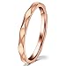 Fashion Month Womens 2mm Wave Prismatic Pattern Rose Gold Ring Engagement Wedding Lady Finger Thin Stainless Steel Band