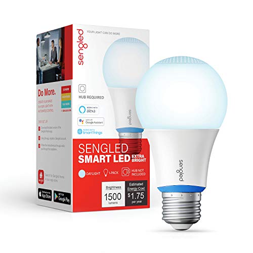 Sengled Smart Light Bulbs 100W, Zigbee Hub Required, Extra Bright Smart Bulbs Work with Alexa, Google, SmartThings, Echo 4th, Echo Show 10, Echo Plus, Dimmable A19 LED Light 5000K 1500LM, E26 1 Pack