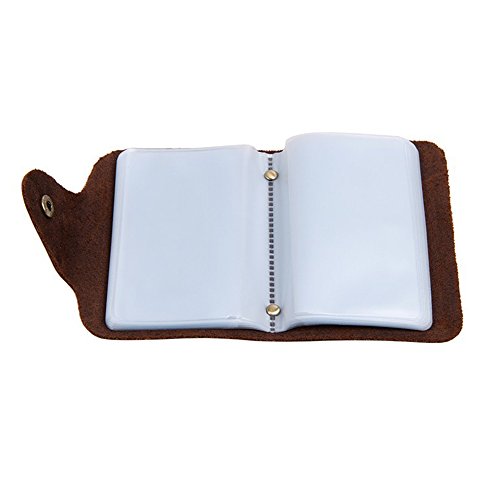 Vintage Leather Credit Card Holder Wallet,UBaymax 26 Slots Crazy Horse Leather Cards Book Case Brown