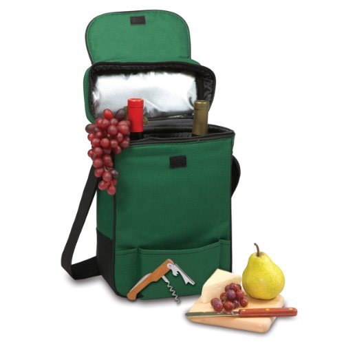 Picnic Time Duet Insulated Wine and Cheese Tote, Hunter Green