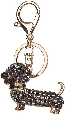 Doober Bling Dog Dachshund Keychain Handbag Purse Pendant Car Holder Key Ring Jewelry