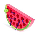 Wooden Lacing Watermelon Threading Toy Wood Block Puzzle Travel Game Fine Motor Skills Montessori Activity Learning Early Development Educational Gift for 1 2 3 Years Old Toddlers Baby Kids