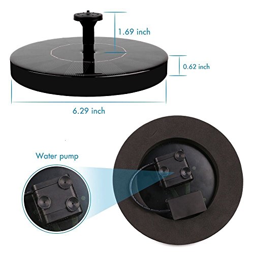 instecho Solar Fountain Pump, Free Standing 1.4W Bird Bath Fountain Pump for Garden and Patio (2)