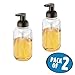 mDesign Round Plastic Refillable Foaming Soap Dispenser Pump Bottle for Bathroom Vanity Countertop - Vintage-Inspired, Compact Container Design - Twain Collection - 2 Pack - Clear/Bronze