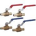 PEX Ball Valve,F1807 1/2-in PEX X1/2-in PEX Shut Off Valve in Lead Free with Long Lever,CUPC Certified (4-Pack)