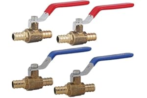 PEX Ball Valve,F1807 1/2-in PEX X1/2-in PEX Shut Off Valve in Lead Free with Long Lever,CUPC Certified (4-Pack)