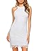 Lamilus Women's Strapless Scoop Neck Lace Mini Short Casual Party Cocktail Dress,White,Medium