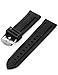 New 24mm Military Men's Black Silicone Rubber Replacement Watch Band Straps WB2407