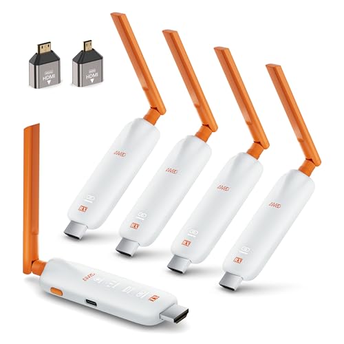 HDMI Wireless Transmitter and 4 Receivers, Up to 6 RX, TIMBOOTECH 5G Wireless HDMI with LED Display, 1080P@60Hz, 165ft/50m for Laptop, TV Box, Camera to Projector/TV/Monitor/Mobile