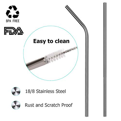 Multicolor Colorful Stainless Steel Straws, Reusable Drinking Straws Eco-Friendly Straight and Bend Straws for 20 30 OZ Yeti Tumblers Cups Mugs Cold Beverage with FDA (A, Multicolor)