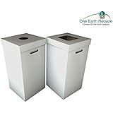 Disposable Cardboard Trash and Recycling Boxes: Bin + Lid + Trash Bag- White (Qty. 10 Sets)