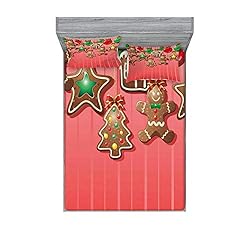 Ambesonne Gingerbread Man Fitted Sheet & Pillow