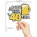 Cheers & Beers to 40 Years Gold Glitter Cake Topper Happy Birthday Wedding Anniversary 40th Party Decoration - 7'' x 8'' Forty Bday Topper.