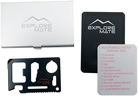 Explore Mate 11 in 1 Survival Card with a Beer Opener - Black with Cardholder