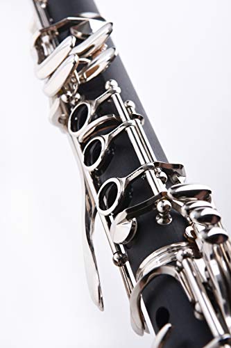 Herche Superior Bb Clarinet M2 - Best for Students - Durable Nickel-Plated Keys - All Clarinet Accessories Included: Plush Lined Case, Treated Pads, Cork Grease, Clarinet Swabs and #2 Rico Reeds