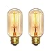 Edison Light Bulb, Elfeland 40W Vintage Antique Light Bulbs Dimmable T45 E26/E27 Tubular Style Bulb for Home Light Fixtures Decorative(2 Pack)