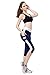 Ribay Women's Capri Workout Leggings - Guaranteed Quality Yoga/Running Pants (Large, White-Blue)