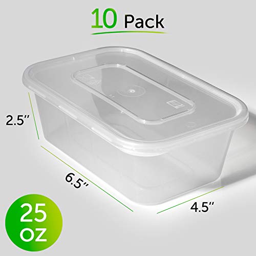 Food Storage Containers with Lids (10 Pack, 25 Ounce) - Food Containers Meal Prep Plastic Containers with Lids Food Prep Containers Deli Containers with Lids Freezer Containers by Prep Naturals