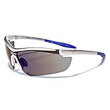 Mirozi Mens Semi-Rimless Wrap around Sports Sunglasses Colored Lens & Frame (Silver/Blue, Grey)