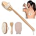 Dry Brushing Body Brush, 4Pcs Detachable Natural Bristles Wet or Dry Body Brush Set with Face Brush, Shower Glove and Massage Brush, For Wash Brushing, Exfoliating