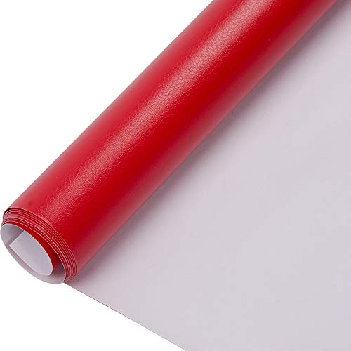 HOHOFILM 1ft x 5ft Grain Red Leather Vinyl Wrap Paper for Car Automobile Interior Exterior Protection