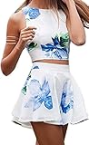 Fancyinn® Women 2 Pieces Set Dress Floral Print Top and Short Skirt