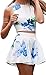 Fancyinn® Women 2 Pieces Set Dress Floral Print Top and Short Skirt