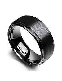 King Will BASIC anillo de compromiso, boda para hombre 10mm tungsteno carburo negro pulido mate