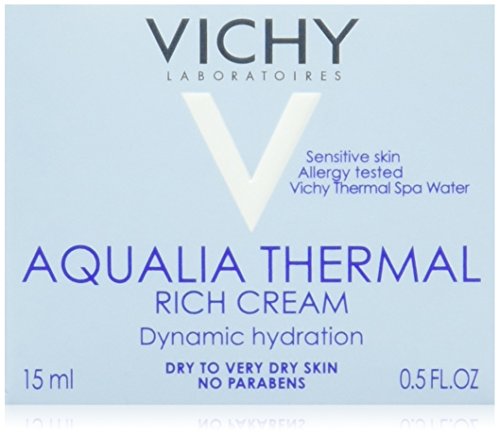 Vichy Aqualia Thermal Rich Cream Face Moisturizer for Dry Skin with Hyaluronic Acid, 0.5 Fl. Oz.