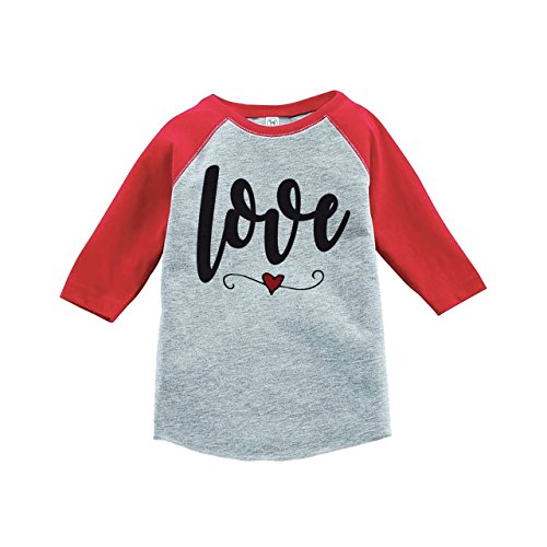 Custom Party Shop Kids Love Heart Happy Valentine's Day 4T Red Raglan