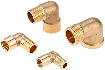 Tonguan 1/8" 1/4" 3/8" 1/2" BSP Female X Male Thread 90 Deg Brass Elbow Pipe Fitting Connector Coupler for Air Water Fuel Copper 1/4"