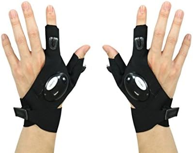Fomatrade Cool Fingerless LED Flashlight Gloves for Repairing,Working in Darkness Places,Fishing,Camping,Hiking and Outdoor Activities 1 pair