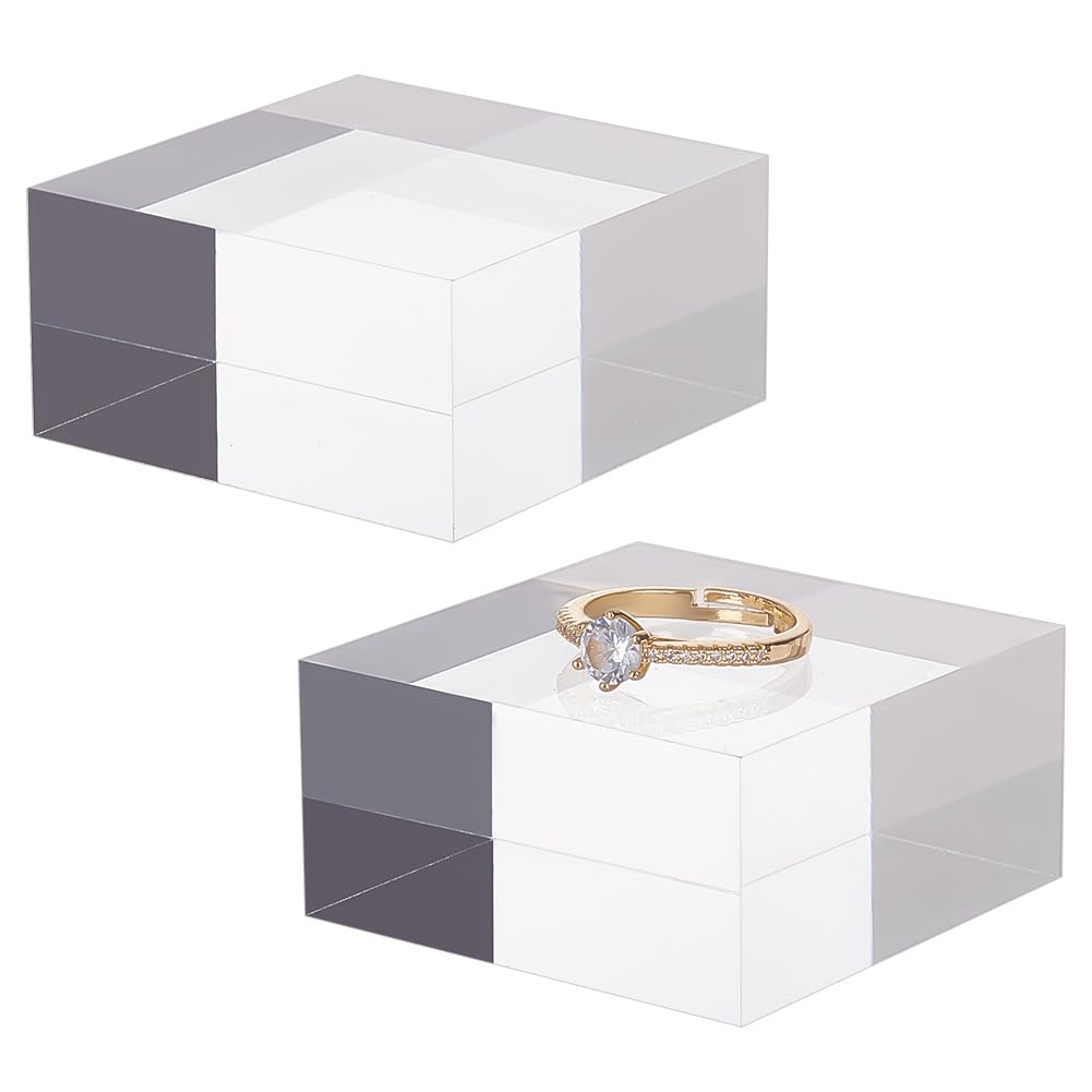 OLYCRAFT Clear Acrylic Cube Acrylic Square Display Block Rectangle Clear Polished Acrylic Display Cube Acrylic Display Block for Ring Jewelry Display, 5x5cm