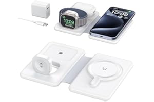 EXW Induction Charger, 3-in-1 Wireless Charger, Mag-Safe Foldable Portable Charging Station for iPhone 16 15 14 13 12, for iW