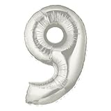 Betallic 15849SB Number 9 Megaloon Foil Mylar Balloon, 40", Silver