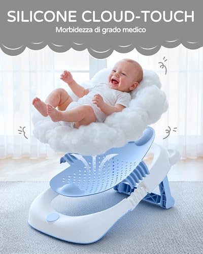 Foldable Baby Bath Tub with Stand, Newborn Bathtub with Non-Slip Seat and Suction Cups, Baby Must Haves for 0-6 Months, Newborn Gift