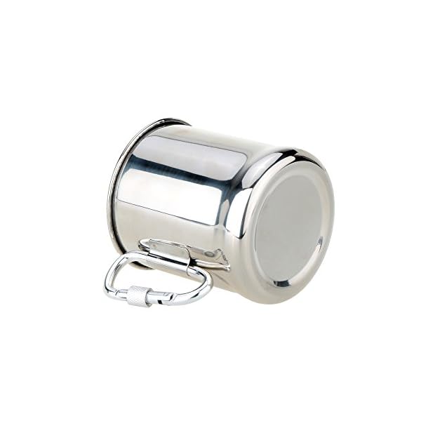 SysPodTM-Silver-250ml-Stainless-Steel-Mug-With-Foldable-Self-Lock-Carabiner-Handle-Portable-Durable-Outdoor-Camp-Folding-Handle-Cup