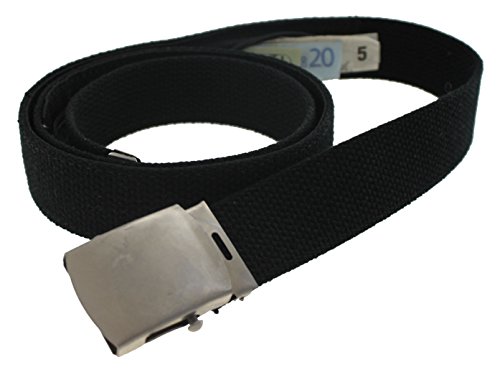 Cargo Cotton Military Money Belt Made in USA by Thomas Bates (Black)