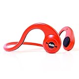 ALLIMITY Wireless Open Ear Bone Conduction Headphones Bluetooth Over Ear Stereo Earphones with Mic for iPhone, iPad, Samsung, Sony, LG, HTC Android Smart Cellphones, Tablets(Red)