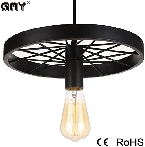 GMY Lighting Decorative Industrial Wagon Wheel Chandelier Pendant Ceiling Lighting Fixture 110-240V 60W Max E26 310092