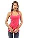 PattyBoutik Women Crochet Inset Ruched Detail Tank Top (Pink Medium)