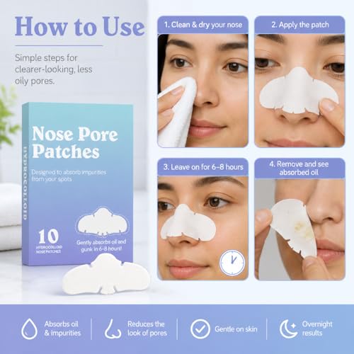 10 Pack Nose Strips Hydrocolloid Blackhead Remover Deep Cleansing & Pore Shrinkage Oil Control Acne Blackhead Remover Soft Skin Care for Everything