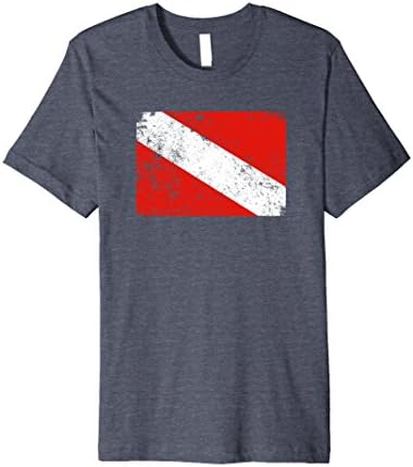 Mens Dive Flag Shirt Vintage Worn Scuba Diving T-Shirt 2XL Heather Blue