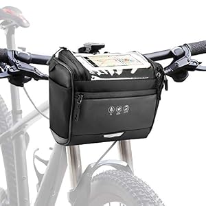 Maxjaa Bike Handlebar Bag, Waterproof Bicycle Handlebar Bag Front Top Tube Storage Bag, Bicycle Handlerbar Bag with…