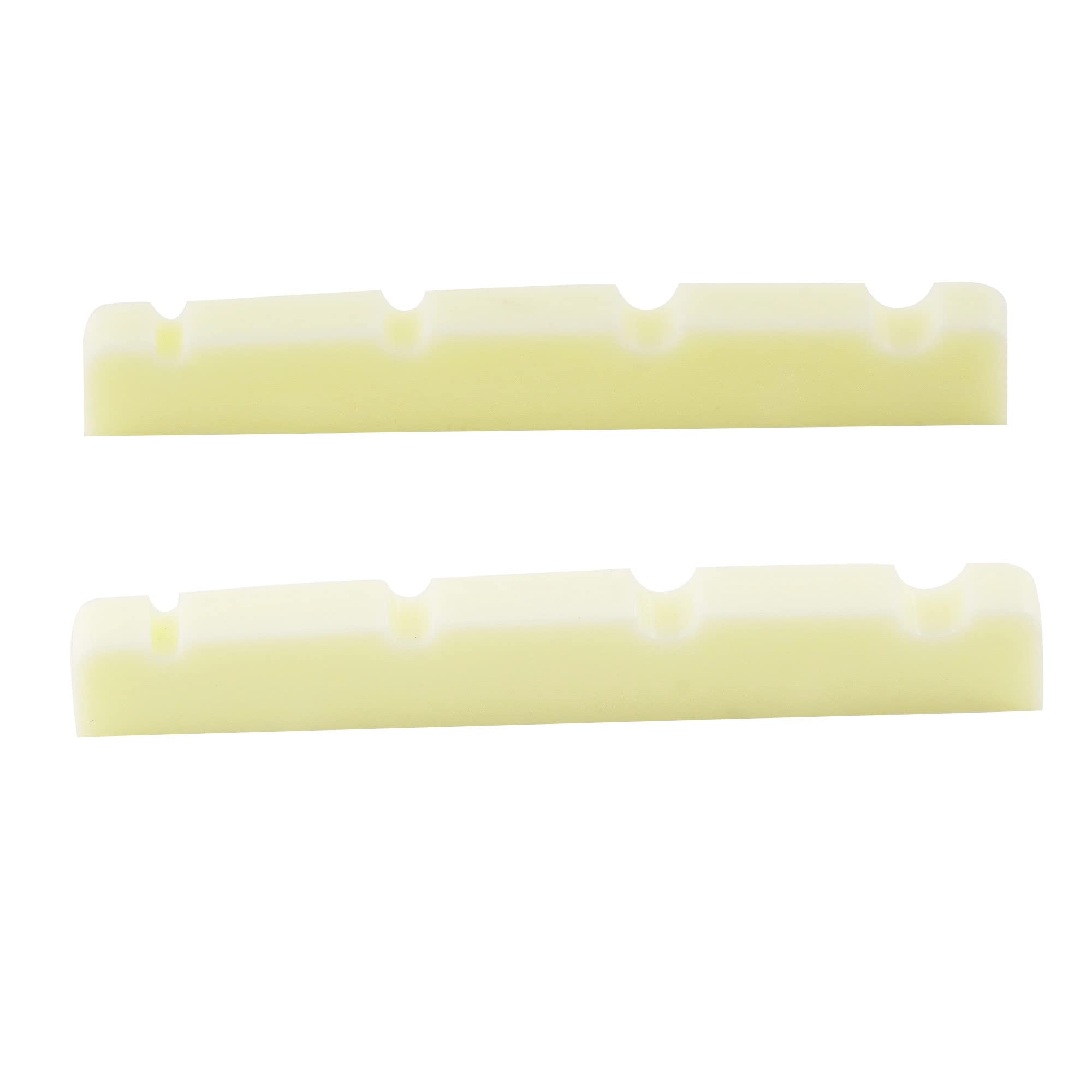 Musiclily Pro Urea Resin Plastic 40mm Slotted Jazz Bass Nuts Flat Bottom for 4-string J Bass, Ivory(Set of 2)