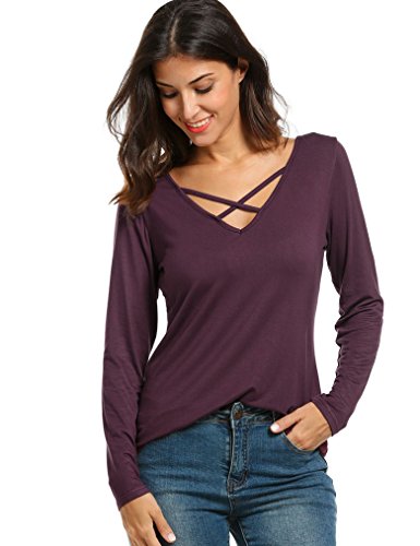 Halife women s sexy cross front tops deep v neck casual teen girl…