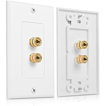 Cable Matters 2-Pack Speaker Wire Wall Plate (Speaker Wall Plate, Banana Plug Wall Plate) for 1 Speaker in White