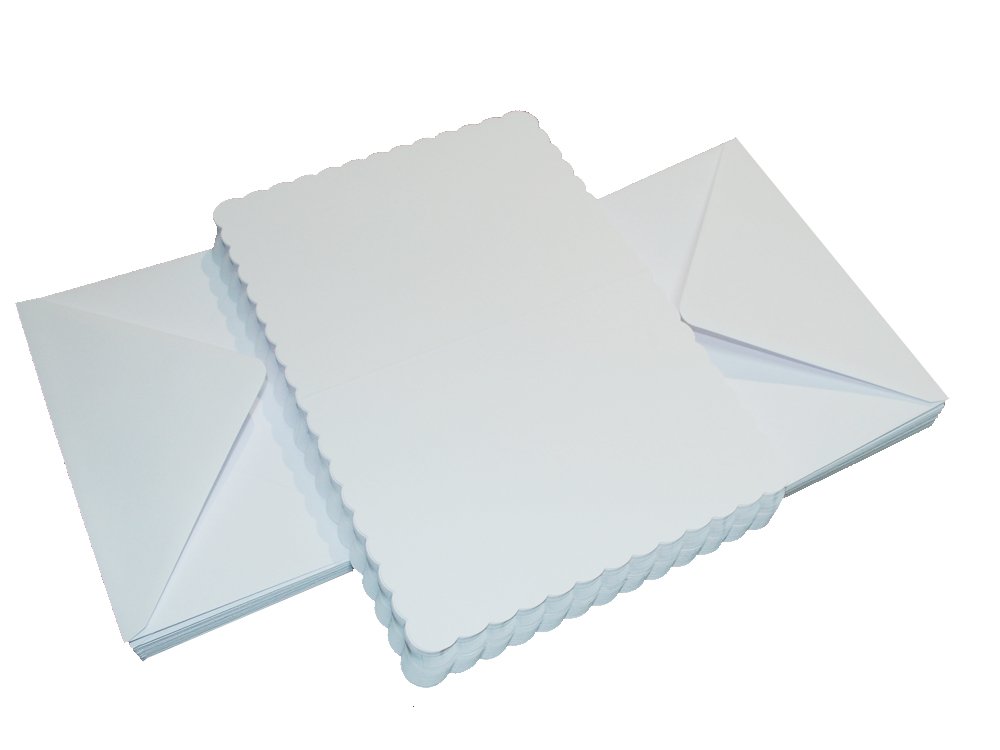 Craft UK 835 5 x 7 inch Scalloped Card and Envelope pack of 50 - White — image 1