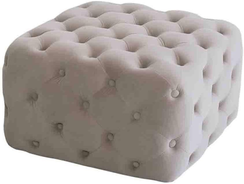 YCSD Square Buttoned Fabric Ottoman Footstool Change Shoe Bench Pouffe - 63 X63X 38cm (Color : Light Gray)